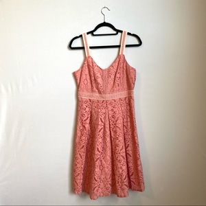 Adrianna Papell Pink Crochet Lace Dress